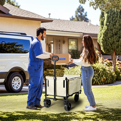 Wisfor Heavy Duty Foldable Wagon Cart — 440 Lbs Capacity, Adjustable Handle for Camping, Shopping & Beach