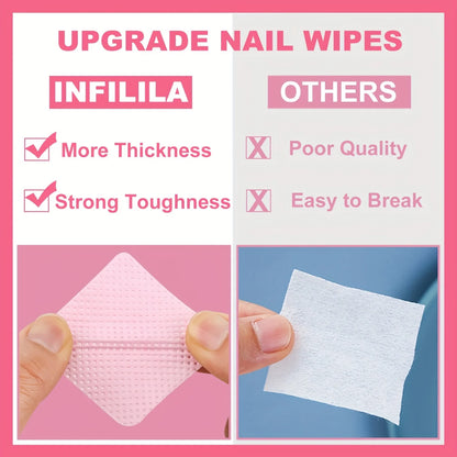 Lint-Free Nail Wipes - Aluminum-Free Gel Cleansing Tissues & Nail Polish Remover Pads for Nail Art Beauty Care