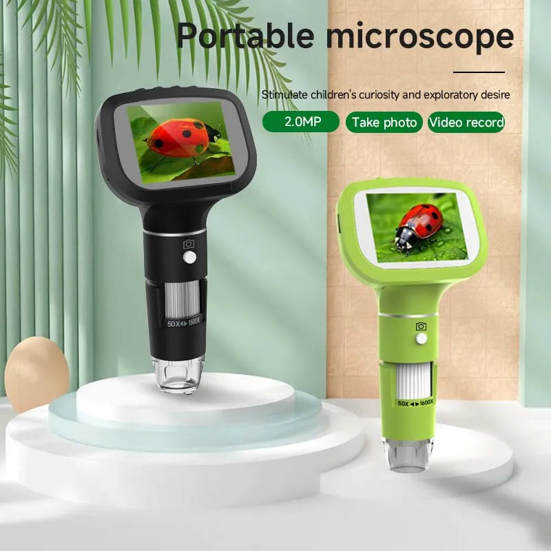 Dodosee 2.4" Digital Microscope 1600X 1080P – Handheld Portable Magnifier with 8 LED Lights for Coins, Kids Learning, Photo & Video Inspection