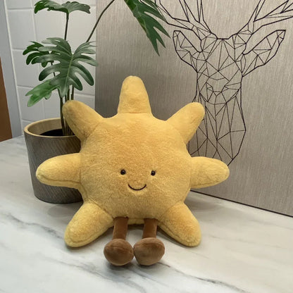 Adorable Smile Face Moon & Sun Plush Toy – Cute Cartoon Weather Stuffed Pillow for Kid's Bedroom Decor & Sofa