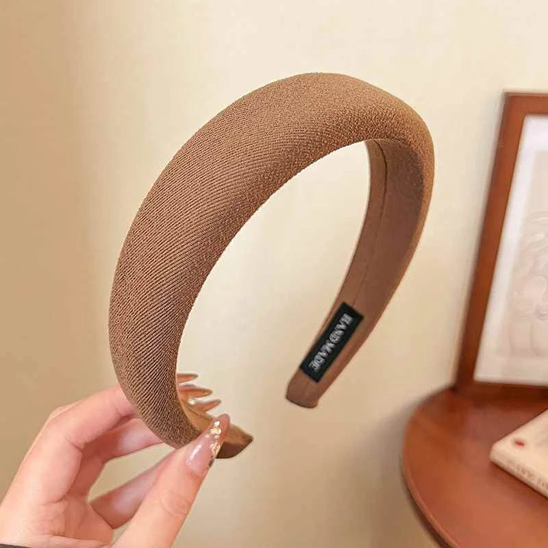 Wild Solid Color Sponge Headband – Wide Edge Fashion Hair Band for Women & Girls, Face Wash Accessory