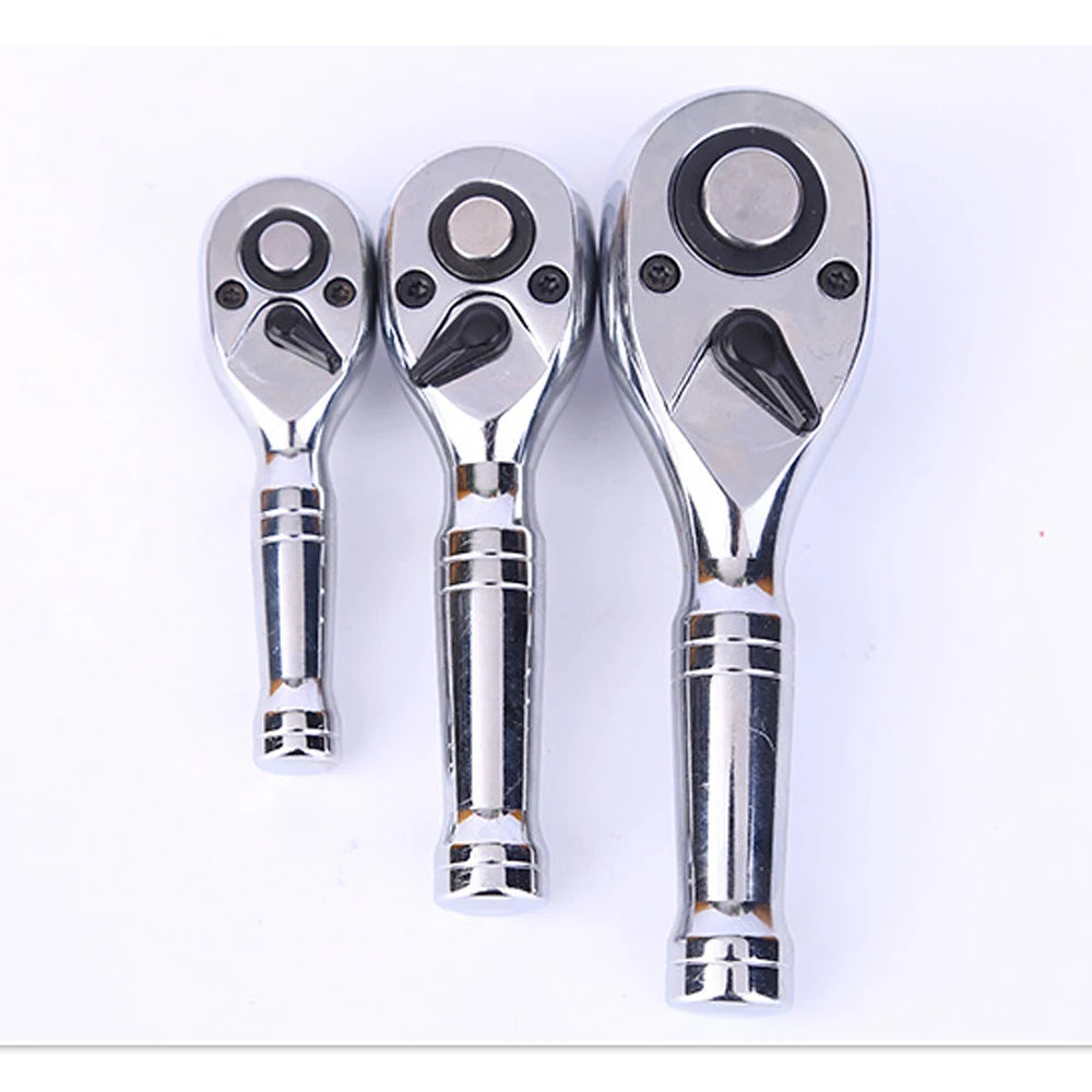 72-Tooth Mini Ratchet Wrench - 1/4, 3/8 & 1/2 Inch Short Handle Repair Tool