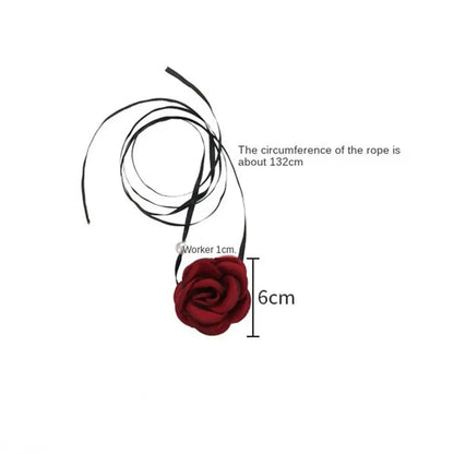 Romantic Rose Flower Necklace - New Adjustable Cloth Clavicle Chain, Fashion Retro Pearl Strap for Women