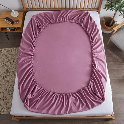 Cotton Fitted Sheet - Non Slip Elastic Band Mattress Cover for Single, Double, King & Queen Beds