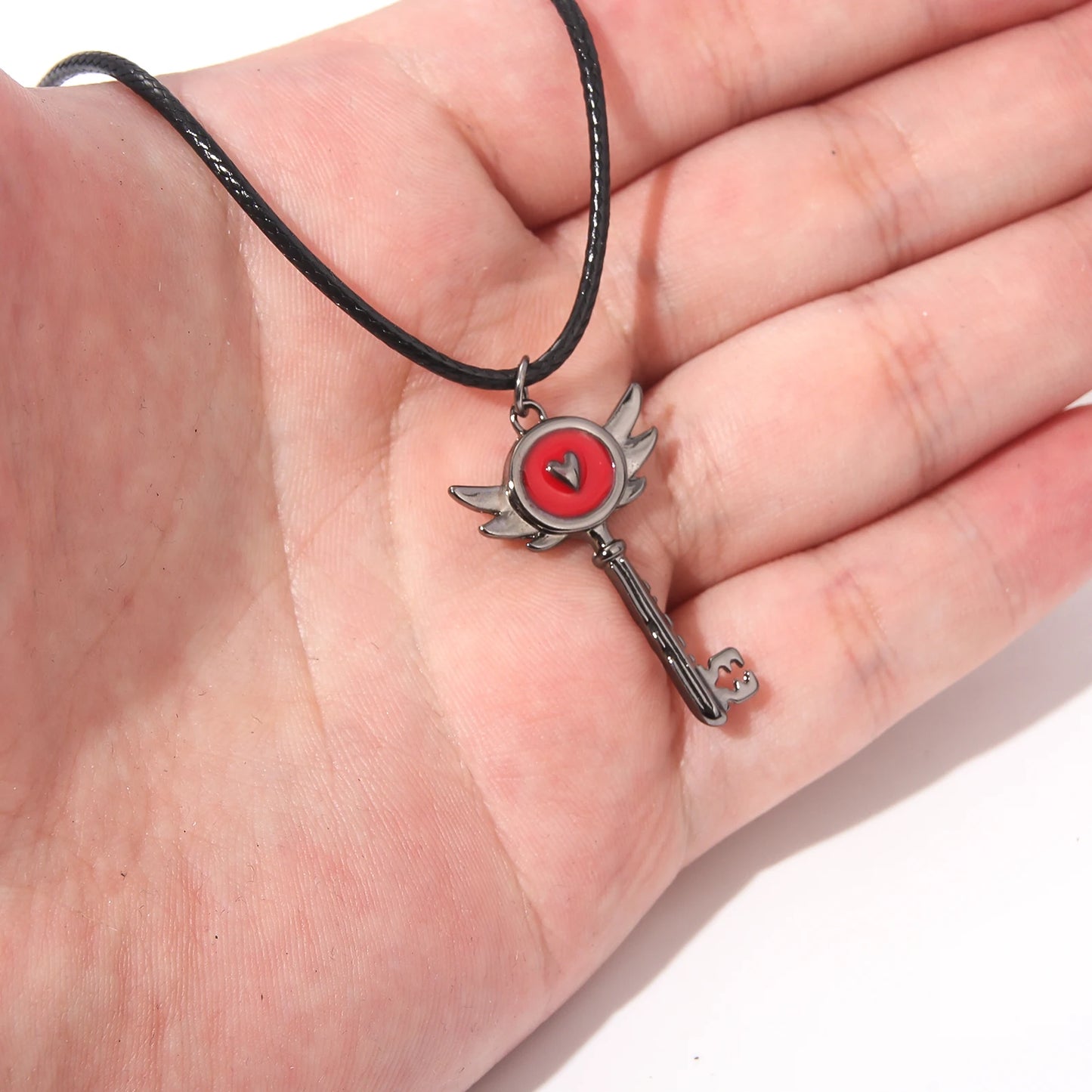 Hazbin Hotel Inspired Heart Portal Key Pendant Necklace – Cosplay Choker Jewelry Gift for Women & Men