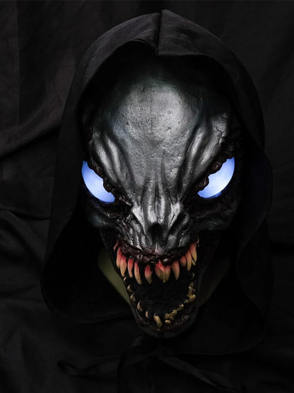Halloween Demon Latex Mask – Scary Exorcist Smile White Eyes Costume & Party Accessory