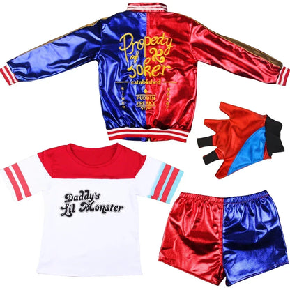 Adult Anime Robe Costume for Women with Quinn Wig, Joker T-Shirt and Jacket – Halloween Cosplay Outfit