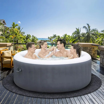 Round Inflatable Hot Tub Mat - Waterproof Non-Slip Floor Protector for Indoor & Outdoor Spa Pools