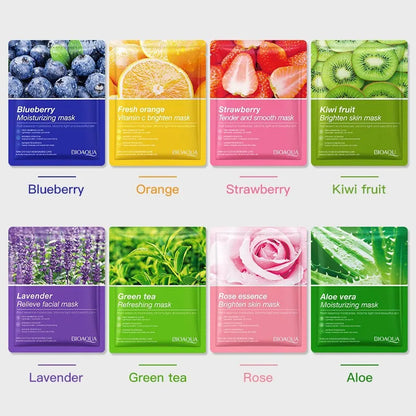 8PCS Natural Plant Facial Masks – Korean Skincare Hydrating, Moisturizing & Firming Face Care Set