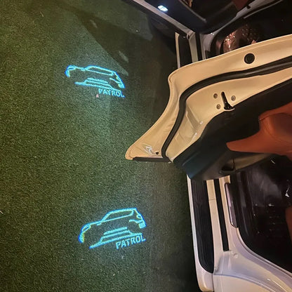 2PCS Car LED Door Projector Lights – Ghost Shadow Courtesy Lamp for Nissan Patrol Y62 2012–2021, Car Door Welcome Logo Accessories
