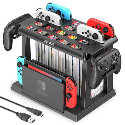 OIVO Switch Joy-Con Charger & Game Storage Tower – Pro Controller Holder for Nintendo Switch OLED Dock Station