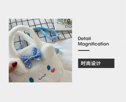 Sanrio Kawaii Plush Handbag – Kuromi, Cinnamoroll, My Melody Cartoon Anime Cosmetic & Travel Storage Bag for Women & Girls – Perfect Gift