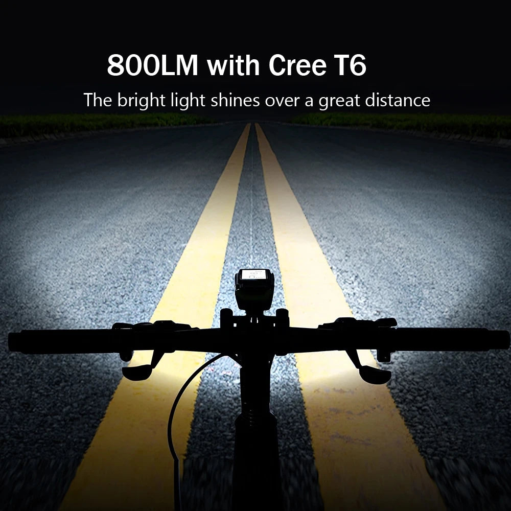 4 Mode USB Bike Light Lamp – Bicycle Computer with 3-Mode Horn, Flashlight, LED Front Lights, Speedometer, and Headlight