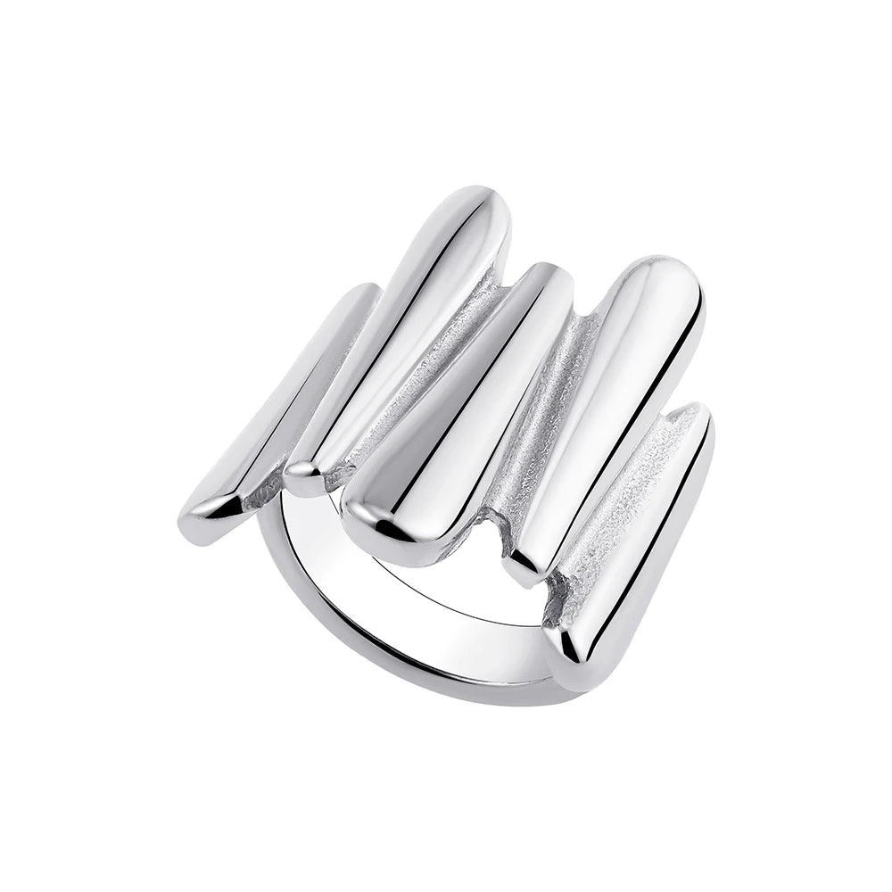 Vintage Stainless Steel Chunky Ring – Punk Irregular Adjustable Open Ring for Women, Wedding Jewelry Gift