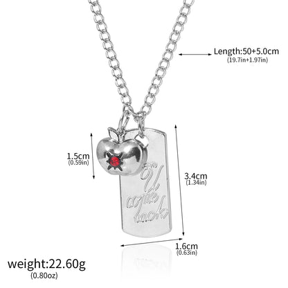 Love and Deep Space Caleb Necklace - Ruby Apple Square Card Pendant Cosplay Jewelry Gift & Collectible Accessory