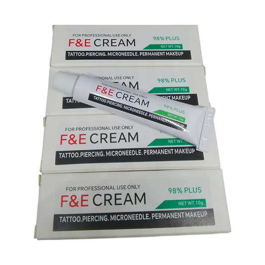 F&E 98% Plus Tattoo Numbing Cream 10g – Pre-Microblading, Piercing, Eyebrow & Lip Permanent Makeup Care and Tattoo Removal Support