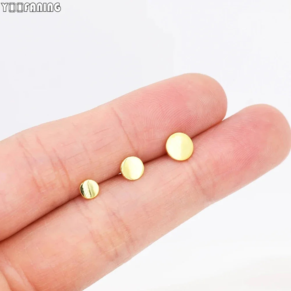 925 Sterling Silver Ear Needle Earrings – Simple Circular Gold & Silver Studs for Women Jewelry (Multiple Sizes)
