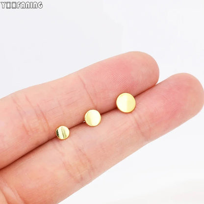 925 Sterling Silver Ear Needle Earrings – Simple Circular Gold & Silver Studs for Women Jewelry (Multiple Sizes)