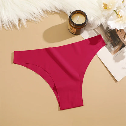 3Pcs Ultra-Thin Seamless Silk Women’s Panties – Sexy Low-Waist Stretch Bikini Briefs, XS-XXL