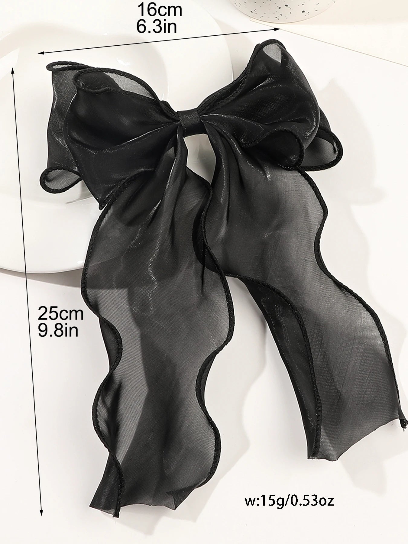 White Organza Bow Hair Clips – Fluttering Ribbon, French Fresh Premium Headdress, Large Hair Accessories for Women & Girls
