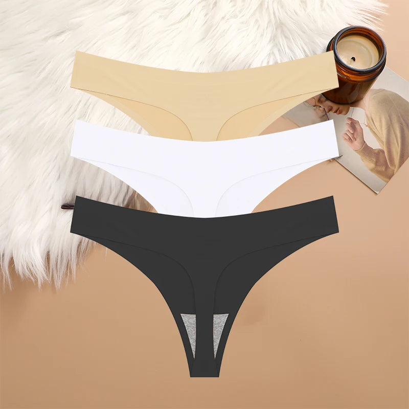 3PCS Sexy G-String Underwear Set – Breathable Seamless Low Waist T-Back Bikini Panties for Women, S-XL Sizes