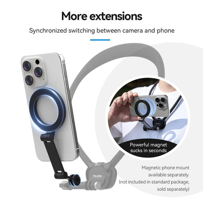 TELESIN 2-in-1 Neck Mount - Universal Phone & Action Camera Holder for GoPro, Insta360 & DJI Osmo Action