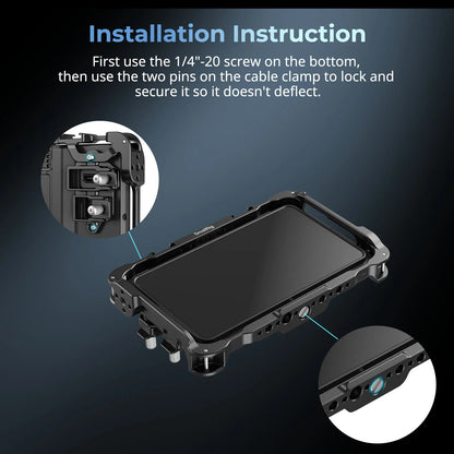 SmallRig Monitor Cage Kit for Atomos Shinobi II – Protective Cage with Sunhood, USB-C Cable Clamp & Screen Protector for Professional Camera Monitor Rig (Model 5030)