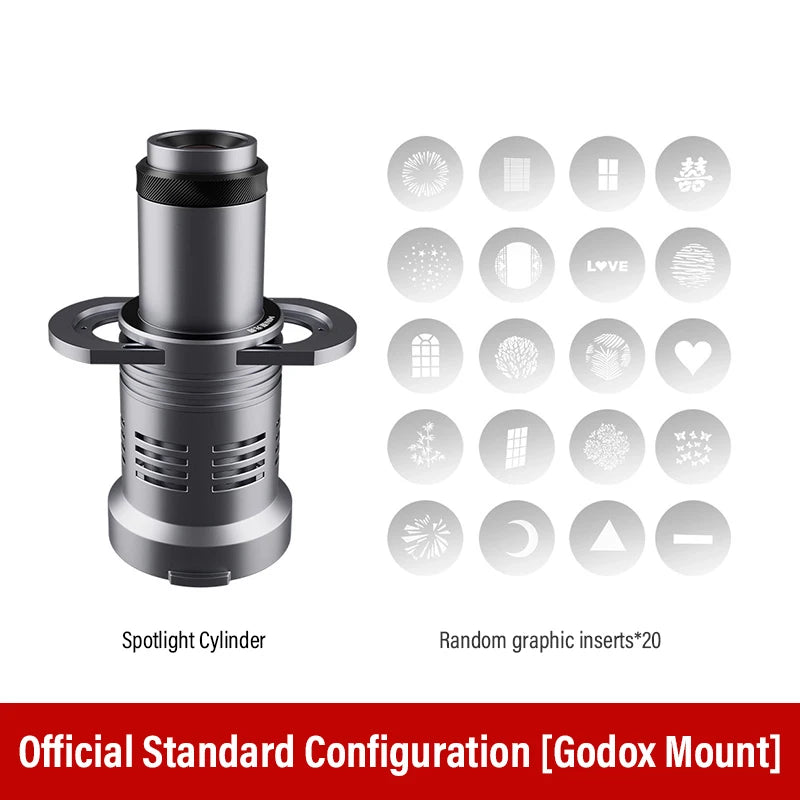 Bowens Mount Flash Spotlight Projection Kit - Focusing Photography Accessory for Godox ML100Bi, Mini & ZY Flash Lights