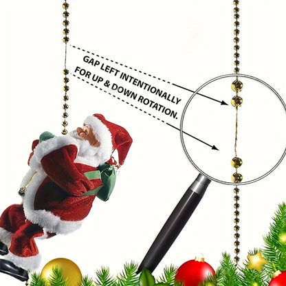 Christmas Climbing Beads Rope with Santa Claus Doll – Holiday Ornament for Party, Event & Gift Decorations