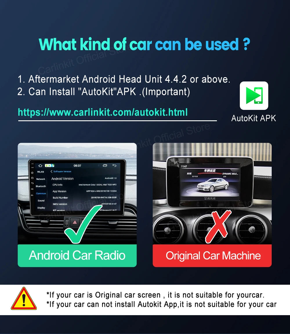 Carlinkit Wireless CarPlay Activator & Android Auto Wired USB Dongle AI Box with Bluetooth Charger & MirrorLink for Android Radio
