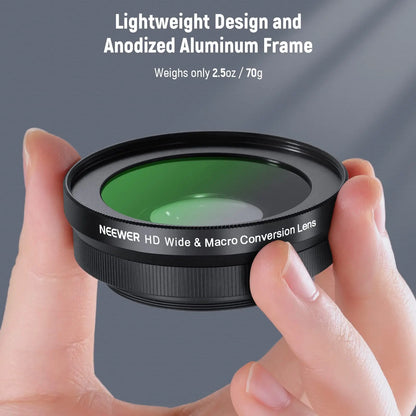 NEEWER 40.5mm HD Wide-Angle Lens – 2-in-1 18mm Wide-Angle & 10x Macro Lens Adapter for Sony ZV-1F, ZV-E10, A5000, A6000