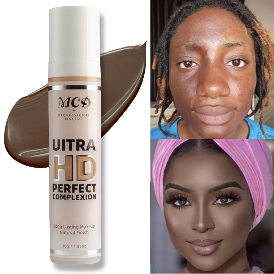 9-Shade Full Coverage Liquid Concealer & Foundation — Natural Matte Base Makeup