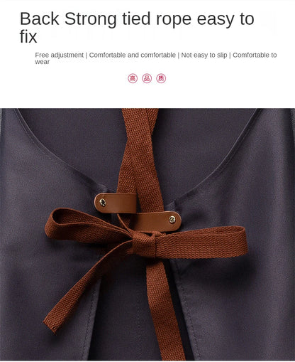 Customized Embroidery Kitchen Apron – Waterproof Bib with Logo, Signature, Pockets, and Waist Bag for Home Chefs & Bakers
