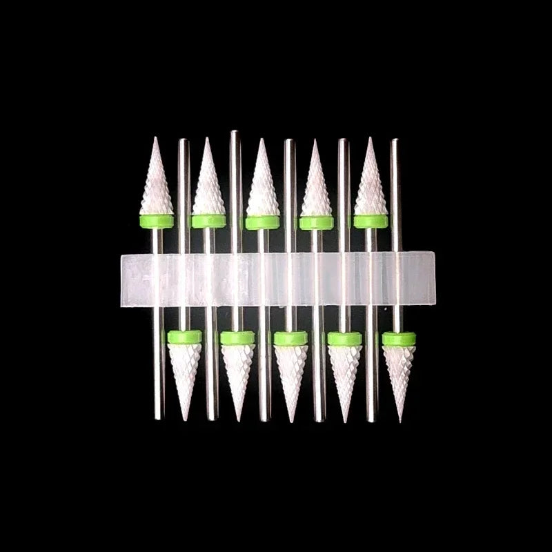 10PCS Ceramic Nail Drill Bits - Rotary Milling Cutters for Gel Polish Removal & Nail Grinding Machine Accessories