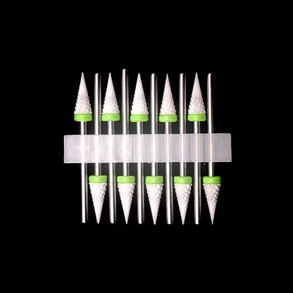10PCS Ceramic Nail Drill Bits - Rotary Milling Cutters for Gel Polish Removal & Nail Grinding Machine Accessories