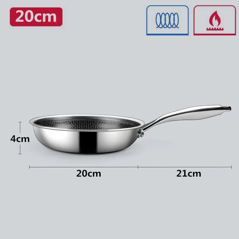 Nonstick Stainless Steel Frying Pan - 20/24/28cm PFOA-Free Hybrid Skillet, Dishwasher Safe for Everyday Cooking