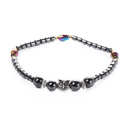 Weight Loss Magnet Anklets: Owl Animals Stone Magnetic Therapy Bracelets for Women Men - Pain Relief, Slimming Health Jewelry