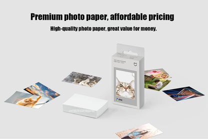 Original Xiaomi ZINK Pocket Printer Paper — 50 Self-Adhesive 3-Inch Sheets for Xiaomi Mini Photo Printer
