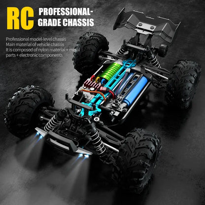 16103 Fast RC Cars – 50km/h 1/16 Off-Road 4WD Monster Truck with LED Headlights, 2.4G Waterproof Remote Control for Adults & Kids