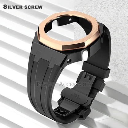 GEN4 Casioak GA2100 Mod Kit – Stainless Steel Case, Bezel, and Rubber Strap Replacement for G-SHOCK GA2100/GA2110