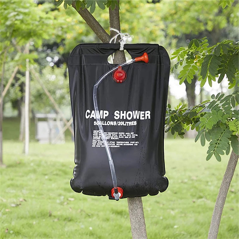 20L Foldable Solar Shower Bag: Compact Heated Water Bag for Outdoor Bathing - Camping Sun Shower with Scrubbing Pool Accessories