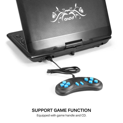 9" Portable HD TV DVD Player – 16:9 LCD Screen, 234x480 Resolution, CD/Game/TV/USB/Radio Compatible