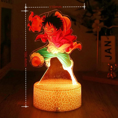 One Piece Luffy Zoro Action Figures 3D LED Lamp – Anime PVC Model Toy Night Light for Kids & Christmas Gift