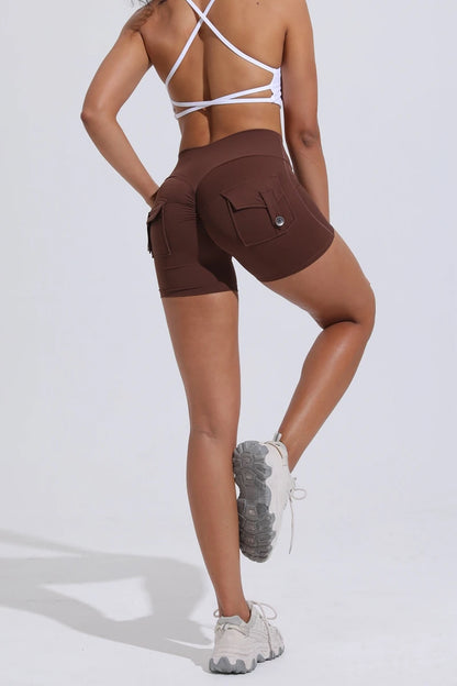 QINACTIVE Women’s Yoga Shorts — High Waist Scrunched Butt Pocket Push-Up Gym Leggings & Sexy Booty Fitness Tights
