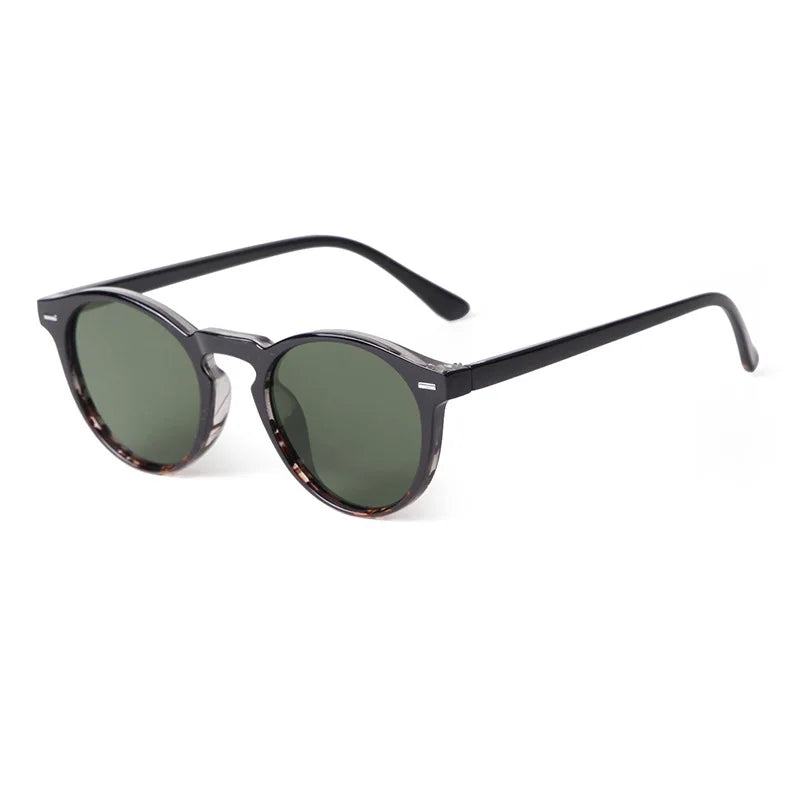 Vintage Round Sunglasses – 2024 Fashion Design for Men & Women, Retro Rivet Yellow & Blue Lens, Square Sun Glasses