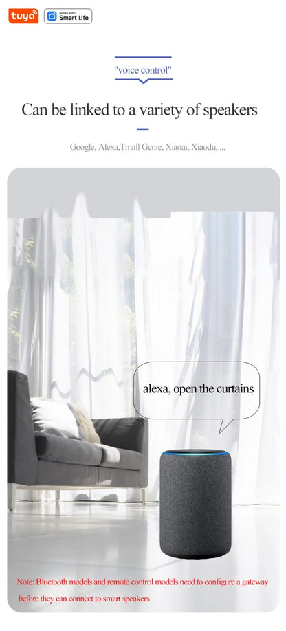 Tuya Smart Curtain Robot Motor — Roman Rod Track, App & Remote Remote Control, Single/Double, Works with Tuya Gateway