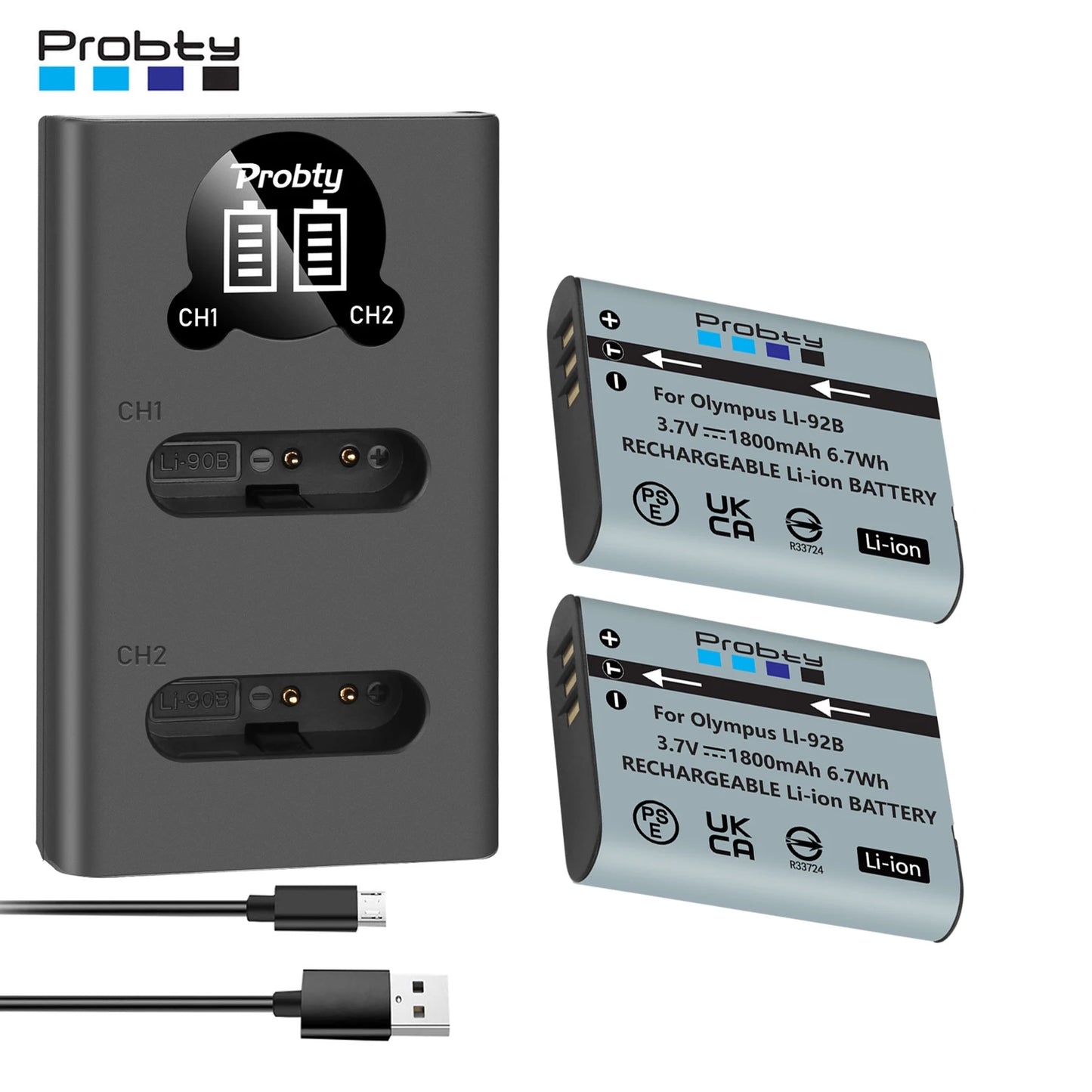 Li-90B / Li-92B Battery & Charger for Olympus Tough TG Series & SP-100 Cameras
