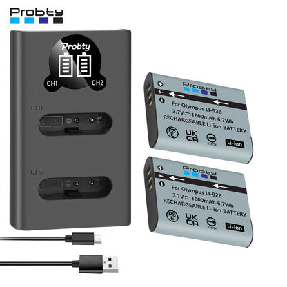 Li-90B / Li-92B Battery & Charger for Olympus Tough TG Series & SP-100 Cameras