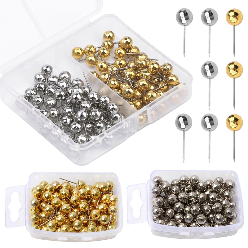 Portable DIY Round Metal Head Pins — Sewing & Craft Needle Pins with Storage Box for Clothing & Beads