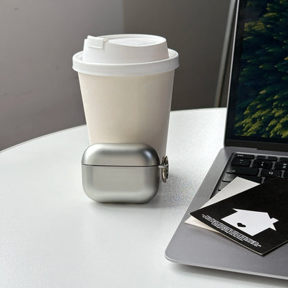 Electroplated Silver AirPods Protective Case - Matte & Glossy Finish with Metal Ring for AirPods 1/2/3/4/5 Pro 2/Pro 3